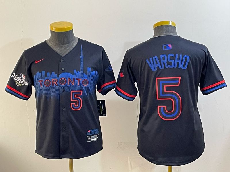 Youth 2025 Nike Toronto Blue Jays #5 Varsho Blue Game MLB Jersey 08